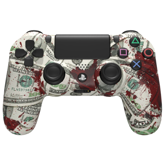 Custom Controller Sony Playstation 4 PS4 - Blood Money Splatter Dollars Ben Franklin Cash