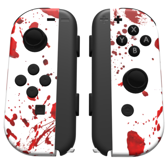 Custom Controller Nintendo Switch Joycons - Blood Splatter Gore Red White Horror Killer