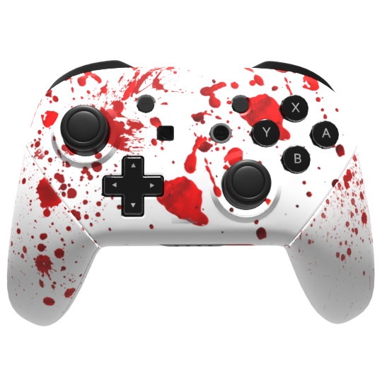 Custom Controller Nintendo Switch Pro - Blood Splatter Gore Red White Horror Killer