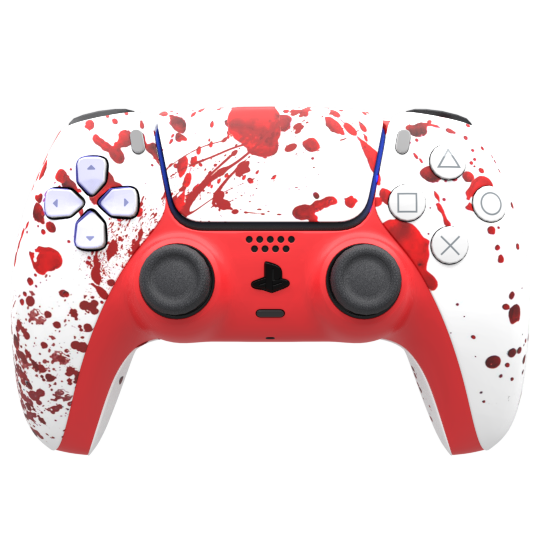 Custom Controller Sony Playstation 5 PS5 - Blood Splatter Gore Red White Horror Killer