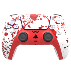 Custom Controller Sony Playstation 5 PS5 - Blood Splatter Gore Red White Horror Killer