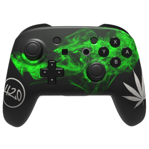 Custom Controller Nintendo Switch Pro - Cali Kush Edition 420 Cannabis Weed Leaf Gamer Tag