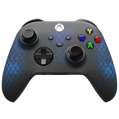 Custom Controller Microsoft Xbox Series X - Xbox One S - Frozen Dragon Blue Scale Fantasy Medieval