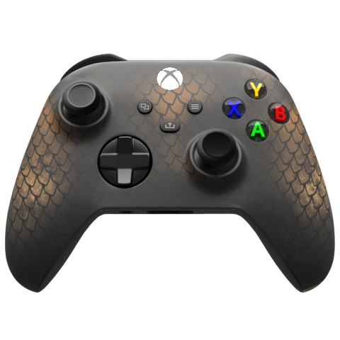 Custom Controller Microsoft Xbox Series X - Xbox One S - Golden Dragon Gold Scales Fantasy Medieval