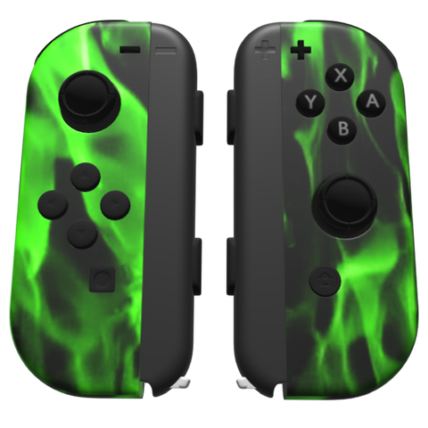 Custom Controller Nintendo Switch Joycons - Green Inferno Fire Flames