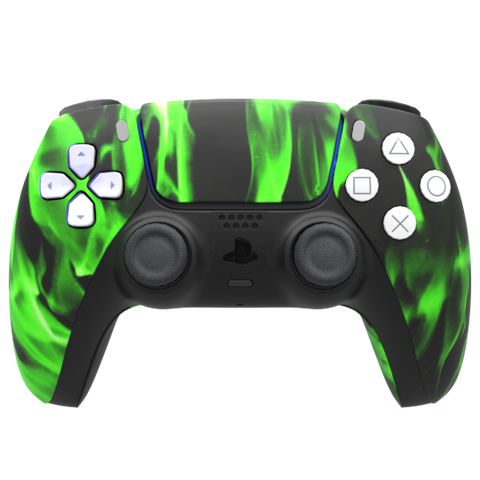 Custom Controller Sony Playstation 5 PS5 - Green Inferno Fire Flames