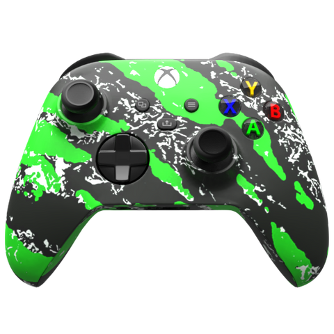 Custom Controller Microsoft Xbox Series X - Xbox One S - Green Splatter Silver Black
