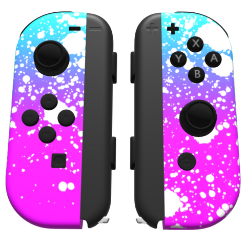 Custom Controller Nintendo Switch Joycons - Lunar Atom White Blue Pink Splatter