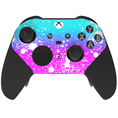 Custom Controller Microsoft Xbox One Series 2 Elite - Lunar Atom White Blue Pink Splatter