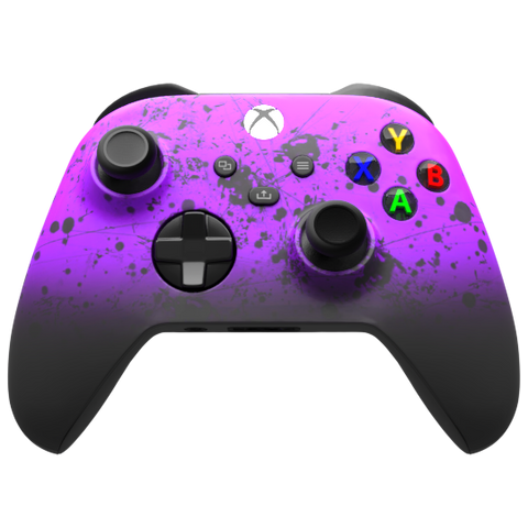 Custom Controller Microsoft Xbox Series X - Xbox One S - Midnight Madness Ombre Splatter Fade Black Purple Violet