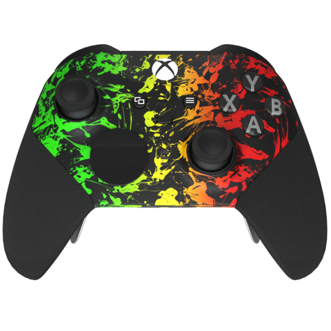 Custom Controller Microsoft Xbox One Series 2 Elite - Rasta Splatter Red Yellow Green Black