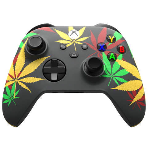 Custom Controller Microsoft Xbox Series X - Xbox One S - Rasta Kush Camo Hannabis Leaf 420