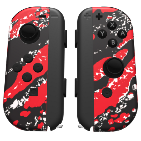 Custom Controller Nintendo Switch Joycons - Red Splatter Black Silver
