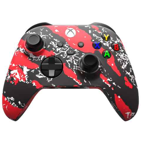 Custom Controller Microsoft Xbox Series X - Xbox One S - Red Splatter Black Silver
