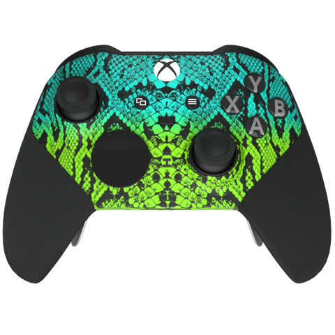 Custom Controller Microsoft Xbox One Series 2 Elite - Snakeskin Fade Ombre Teal Green Scales