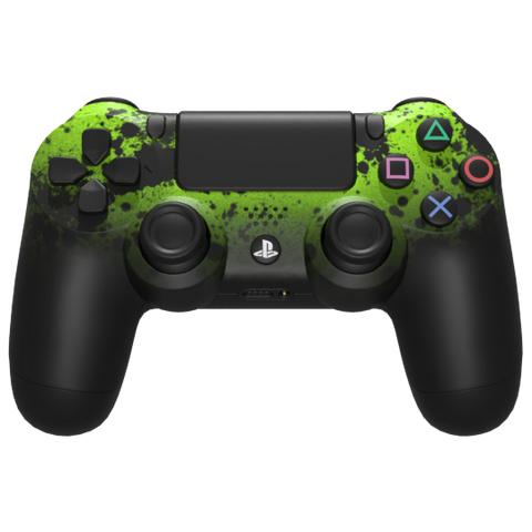Custom Controller Sony Playstation 4 PS4 - Toxic Lime Fade Ombre Black Green Splatter