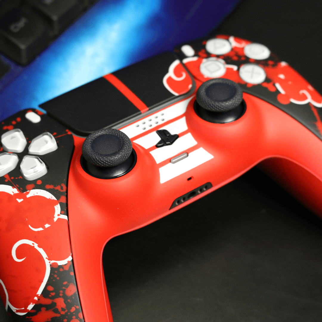 Custom Controller Sony Playstation 5 PS5 - Shinobi Dawn Anime Akatsuki Villains Ninja Red Splatter