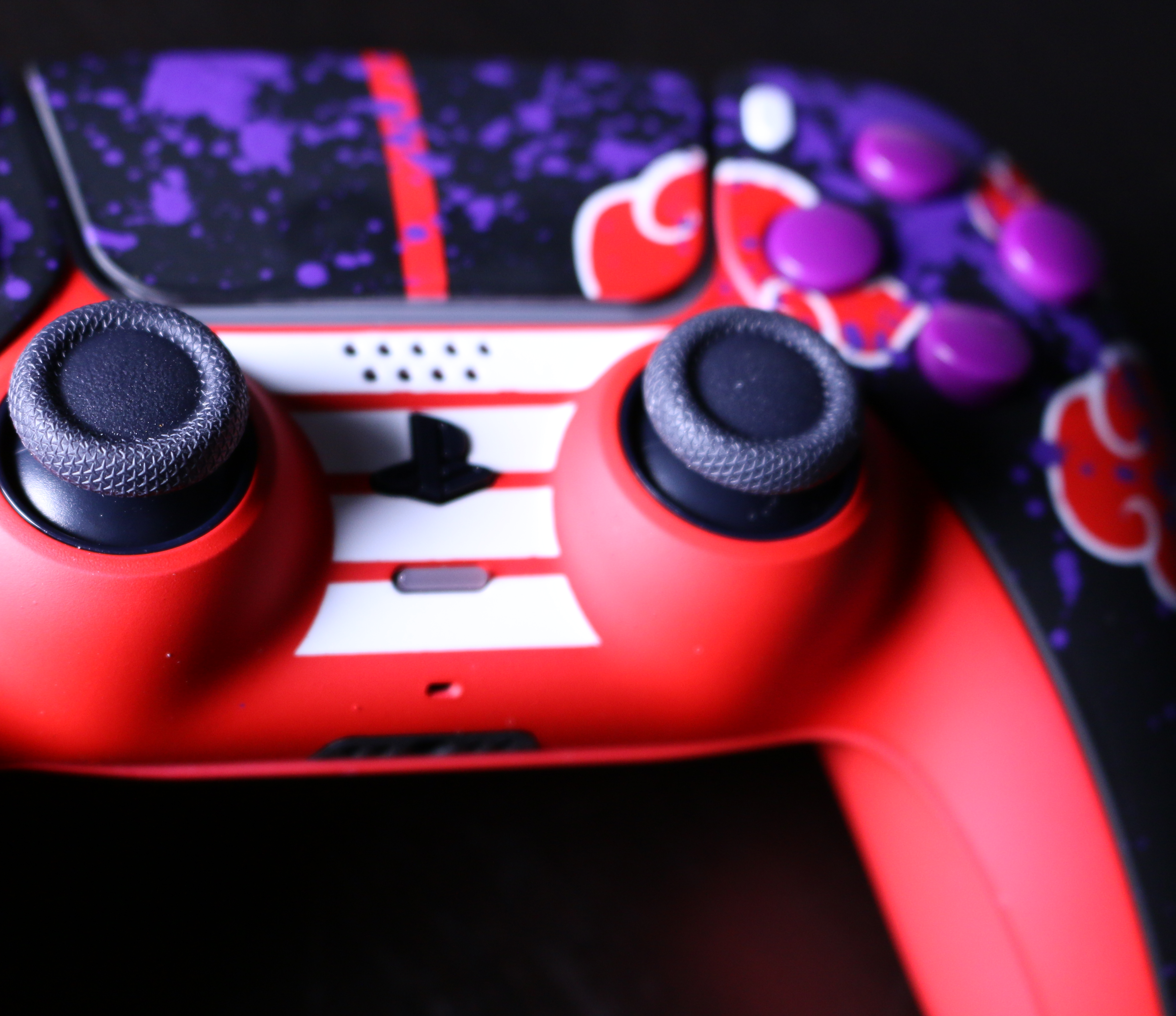 Custom Controller Sony Playstation 5 PS5 - Shinobi Dawn Anime Akatsuki Villains Ninja Purple Splatter Buttons