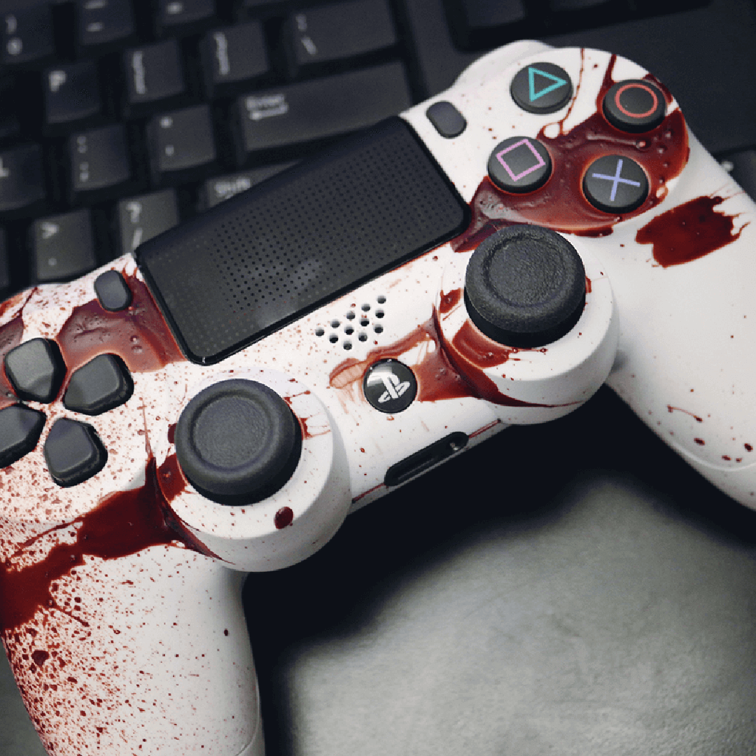 Custom Controller Sony Playstation 4 PS4 - Blood Splatter Gore Red White Horror Killer