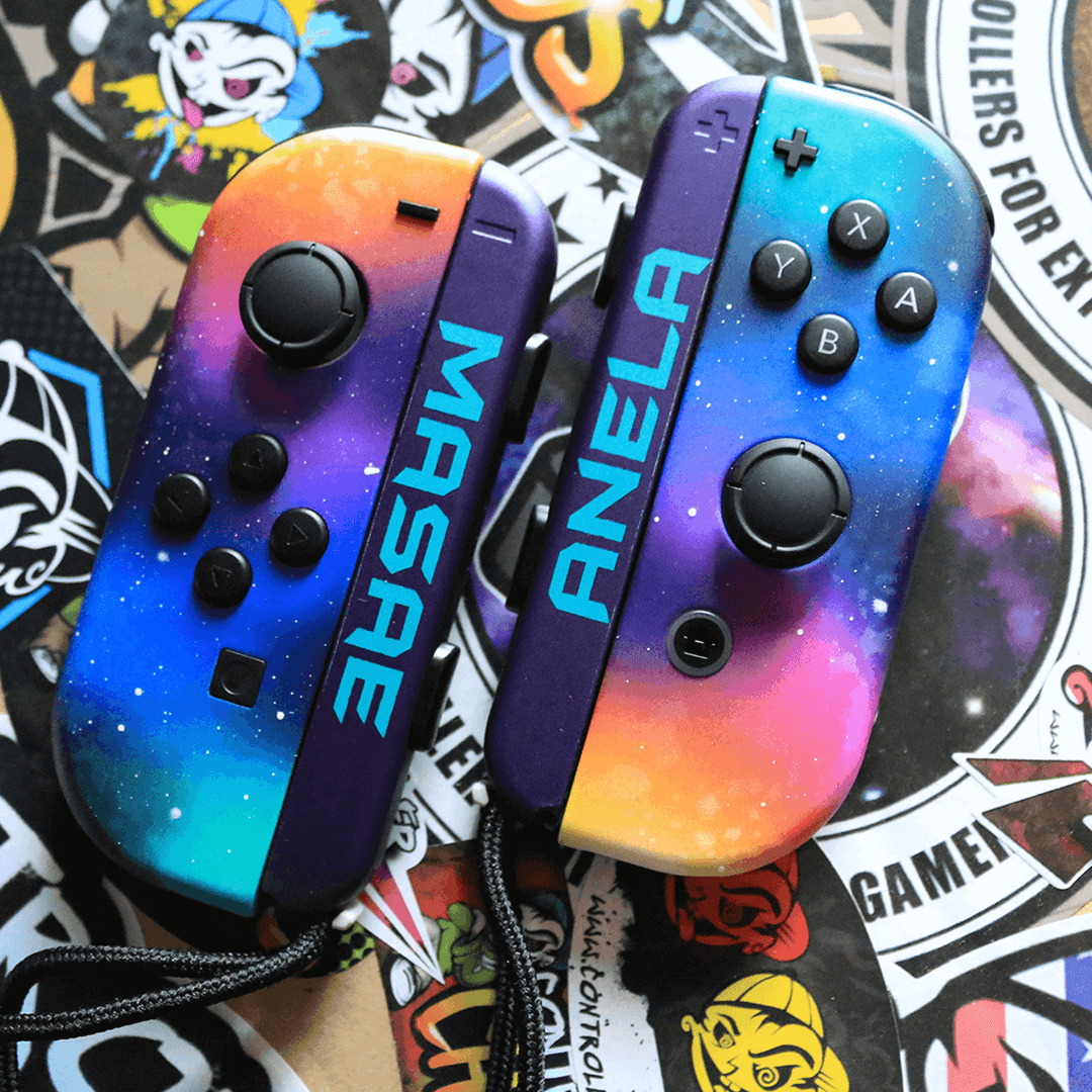 Custom Controller Nintendo Switch Joycons - Galaxy Space Stars Universe Gamer Tag